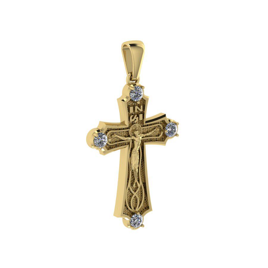 Православный крестик из золота с бриллиантами(0,48 ct.)