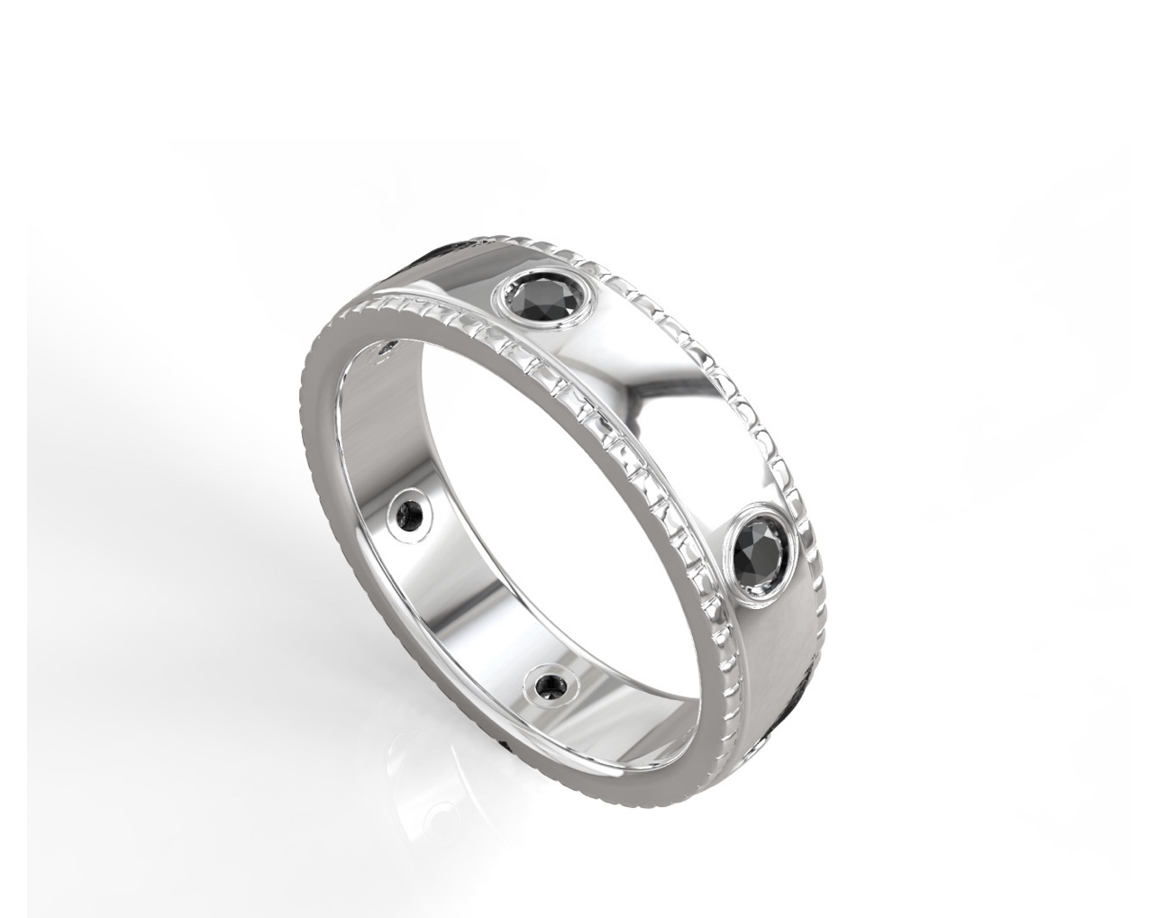 Обручальное кольцо с чёрными бриллиантами(0,60 ct.) из платины