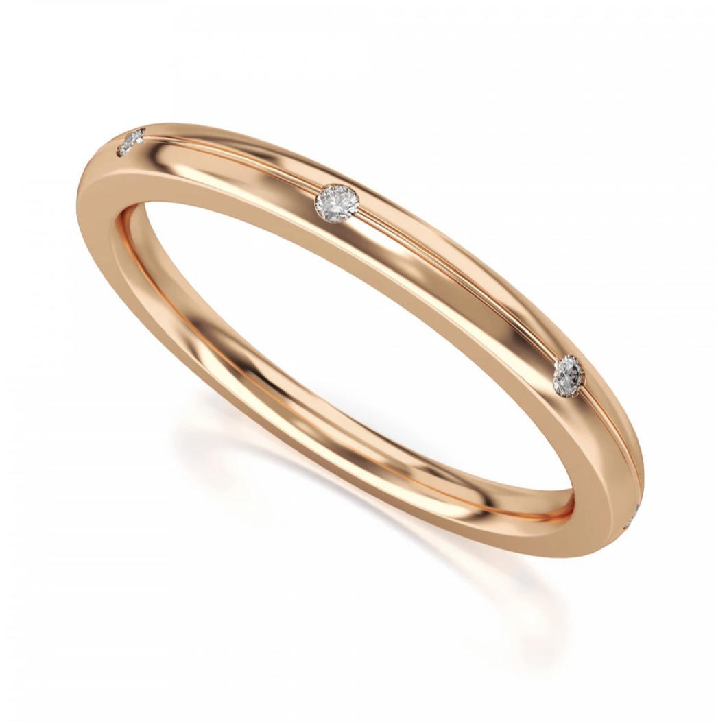 Обручальное кольцо с бриллиантами(0,08 ct.) из золота 750 пробы