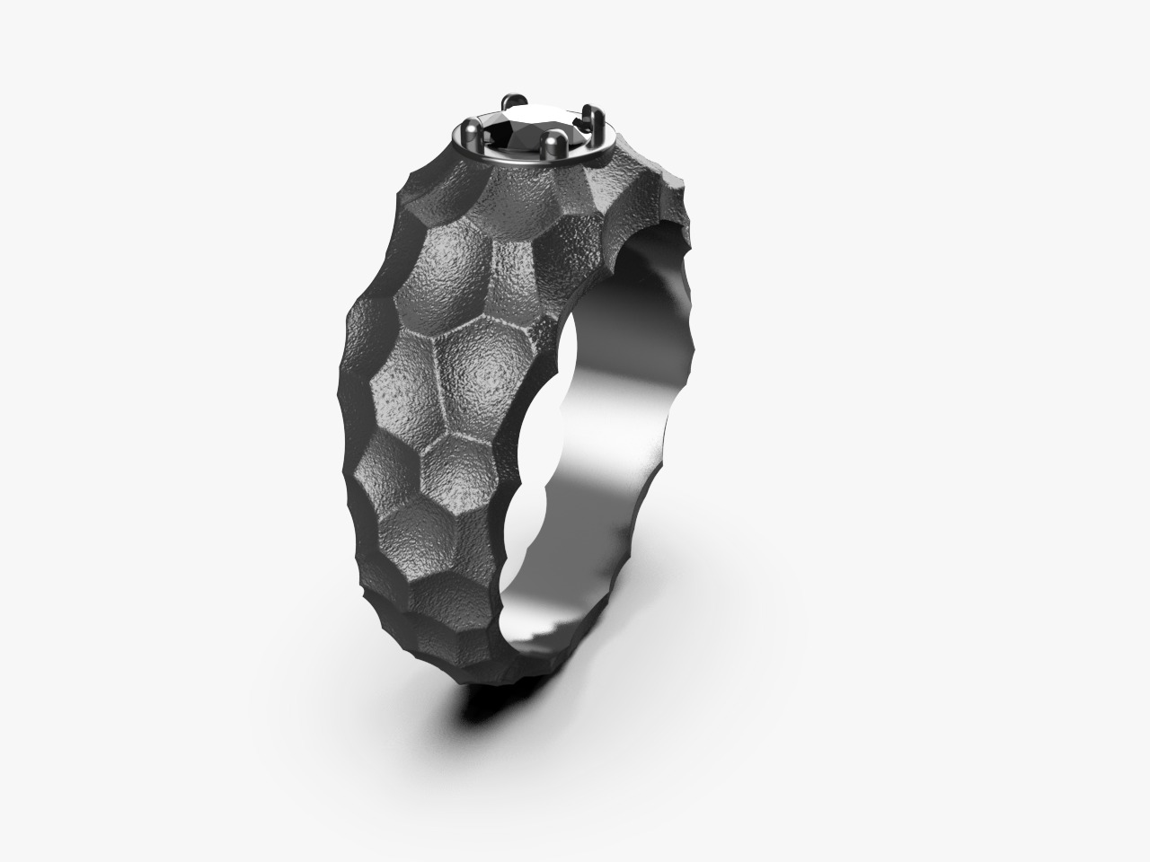 Мужское кольцо с чёрным бриллиантом(0,50 ct.) из палладия 850 пробы