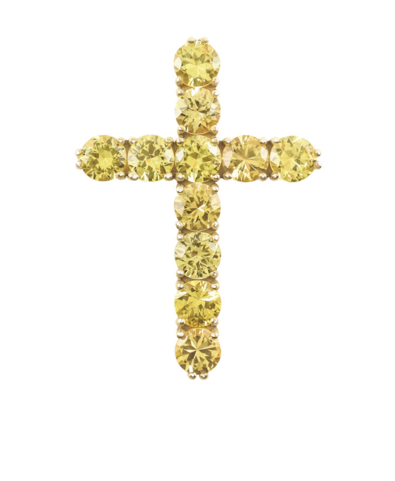 Крестик с жёлтыми бриллиантами(1,15 ct.) из платины 