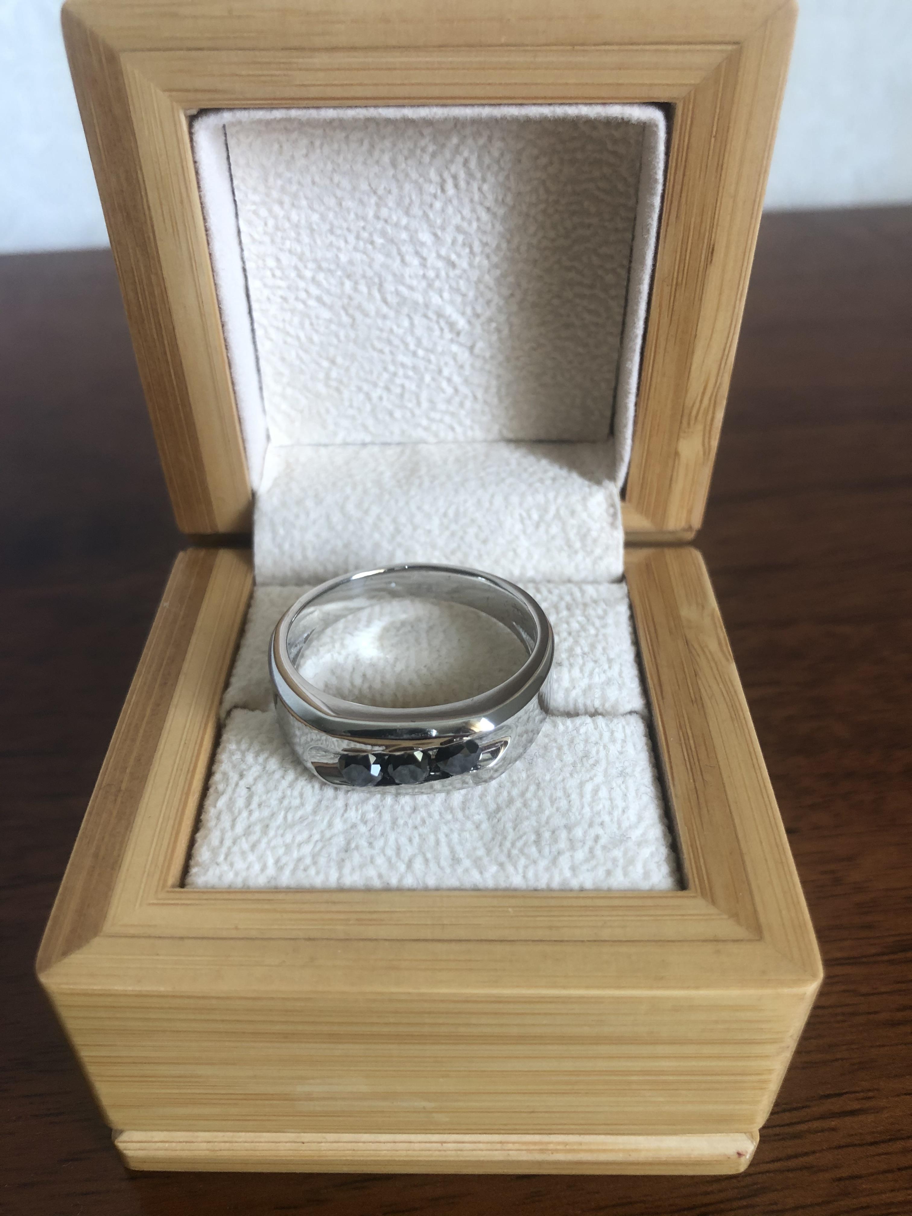 Мужское кольцо с чёрными бриллиантами(0,42 ct.) из палладия 